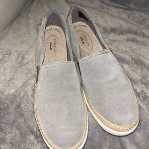 Clarks Light Gray Slip-On Shoes